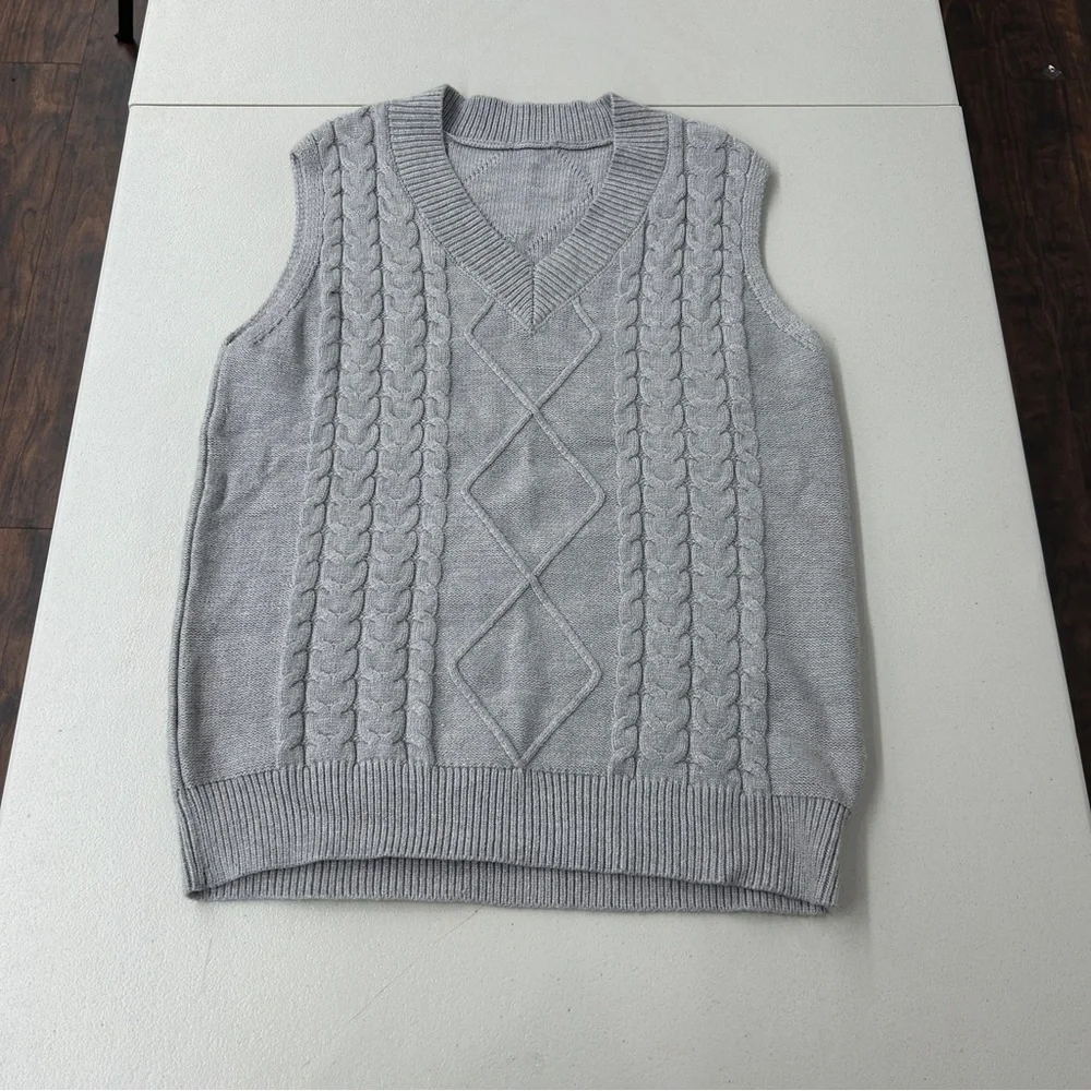 EVALESS Oversized Sweater Vest for Women V-Neck Sleeveless Loose Pullover